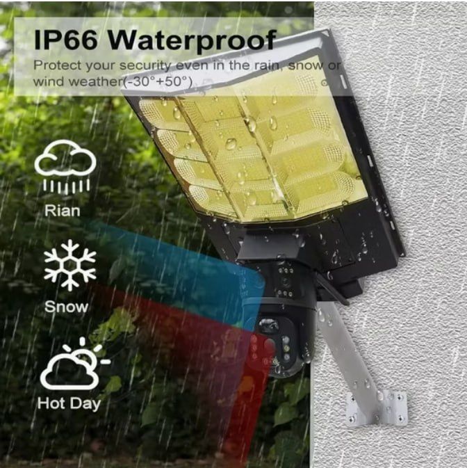 300Watts Dual Lens Solar Streetlight with CCTV Camera (Sim Card Enabled)