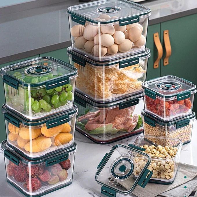 3 PC-Set Stackable Multipurpose Food Storage Containers Organizers Airtight Plastic Kitchen Pantry Bins for Cereal, Flour, Sugar, Pasta, and Snacks