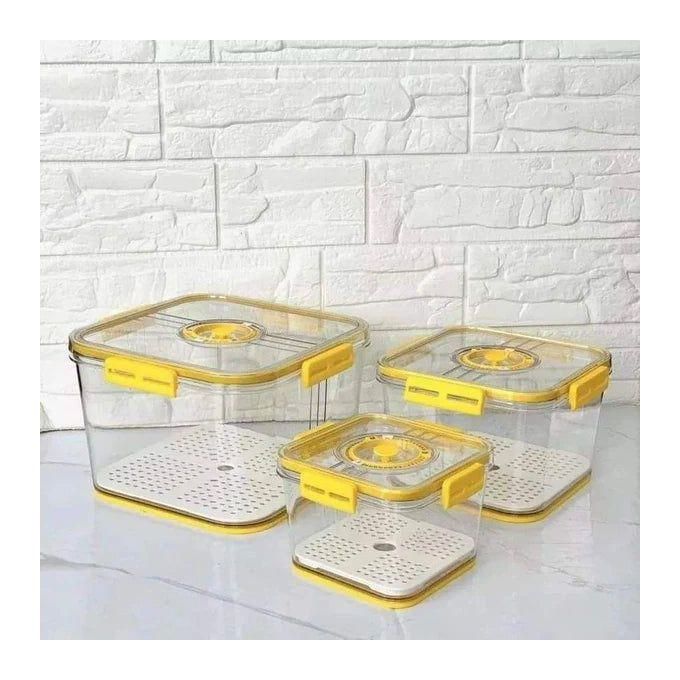 3 PC-Set Stackable Multipurpose Food Storage Containers Organizers Airtight Plastic Kitchen Pantry Bins for Cereal, Flour, Sugar, Pasta, and Snacks