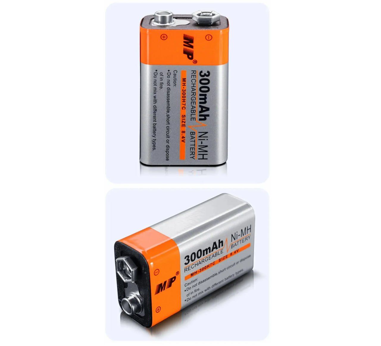 Original 9 Volts Ni-MH MP Rechargeable Batteries 300mAh Low Self-Discharge Square Battery
