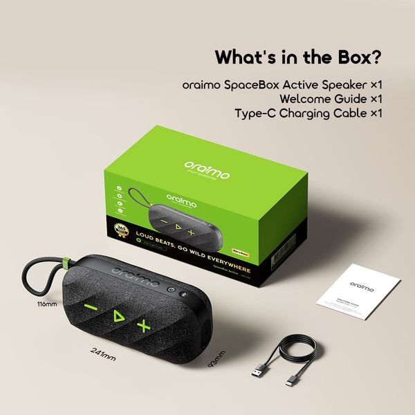 oraimo SpaceBox Active 25W Portable Speaker with FM Radio & Custom EQ