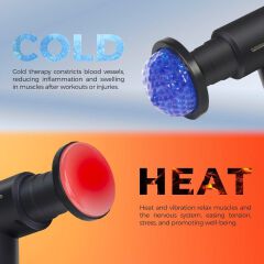 Deep Tissue Massage Gun With Heat And Cold Therapy, 6 Massage Heads, Silent Brushless Motor, Electric Handheld Massager For Pain Relief In Back, Neck, And Body