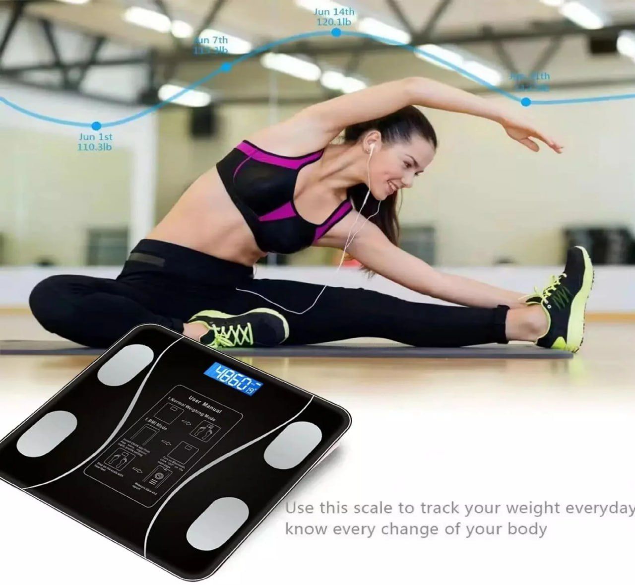 50KG Barbell & Dumbbell Set + FREE BMI Smart Digital Personal Weight Scale