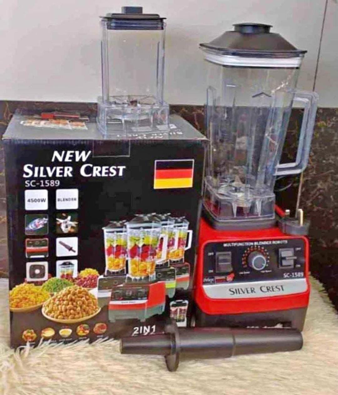 Silver Crest SC-1589 High-Power Commercial Blender – 4500W, 2L, 2-in-1 Multifunction Grinder & Juicer