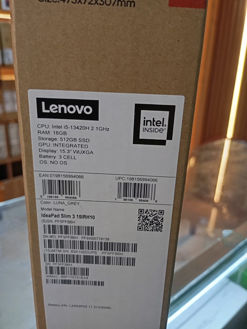 Lenovo IdeaPad Slim 3 Intel Core I5 13th Gen 16GB RAM 512GB SSD 15-Inch FHD Display