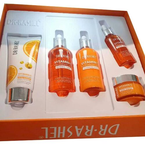 5 Pack Dr Rashel Vitamin C Serum, Toner, Facial Cleanser, Cleansing Milk Skin Care 5 Items, Contains Hyaluronic Acid, Anti Aging and Collagen Essence ( Pack Of 5 Piece Set ) Dr. Rashel Skin Care Set