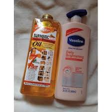 725ml Vaseline Daily Brightening Even Tone Lotion  + VEET GOLD turmeric super whitening oil 200ml