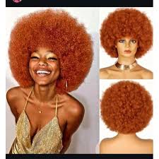 Afro Kinky Curly Wig With Bangs Short Fluffy Hair Wigs For Women Synthetic Ombre Glueless