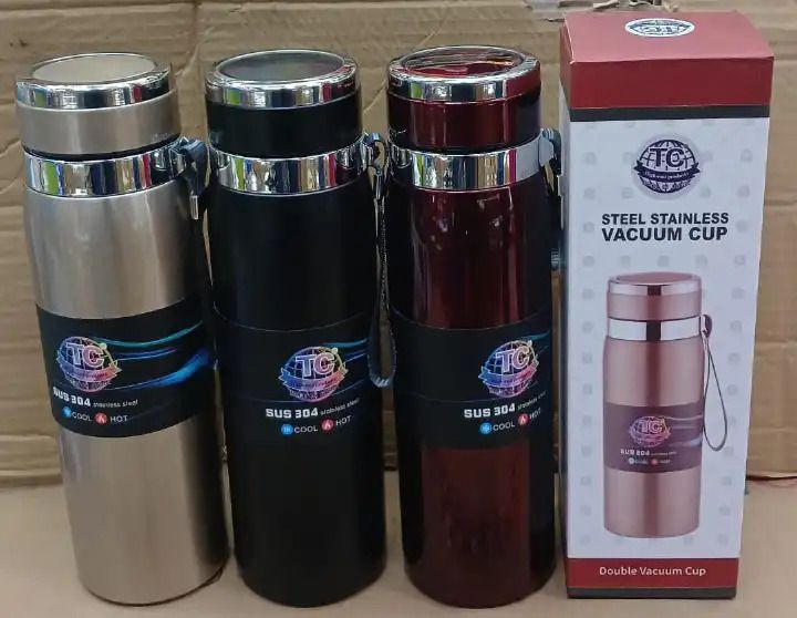 TC Unbreakable Travel stainless Steel vaccum Flask bottle can act as Water, Milk or Coffee Thermos Flask Keep Hot or Cold Bottle Double Wall Flask 1 Litre