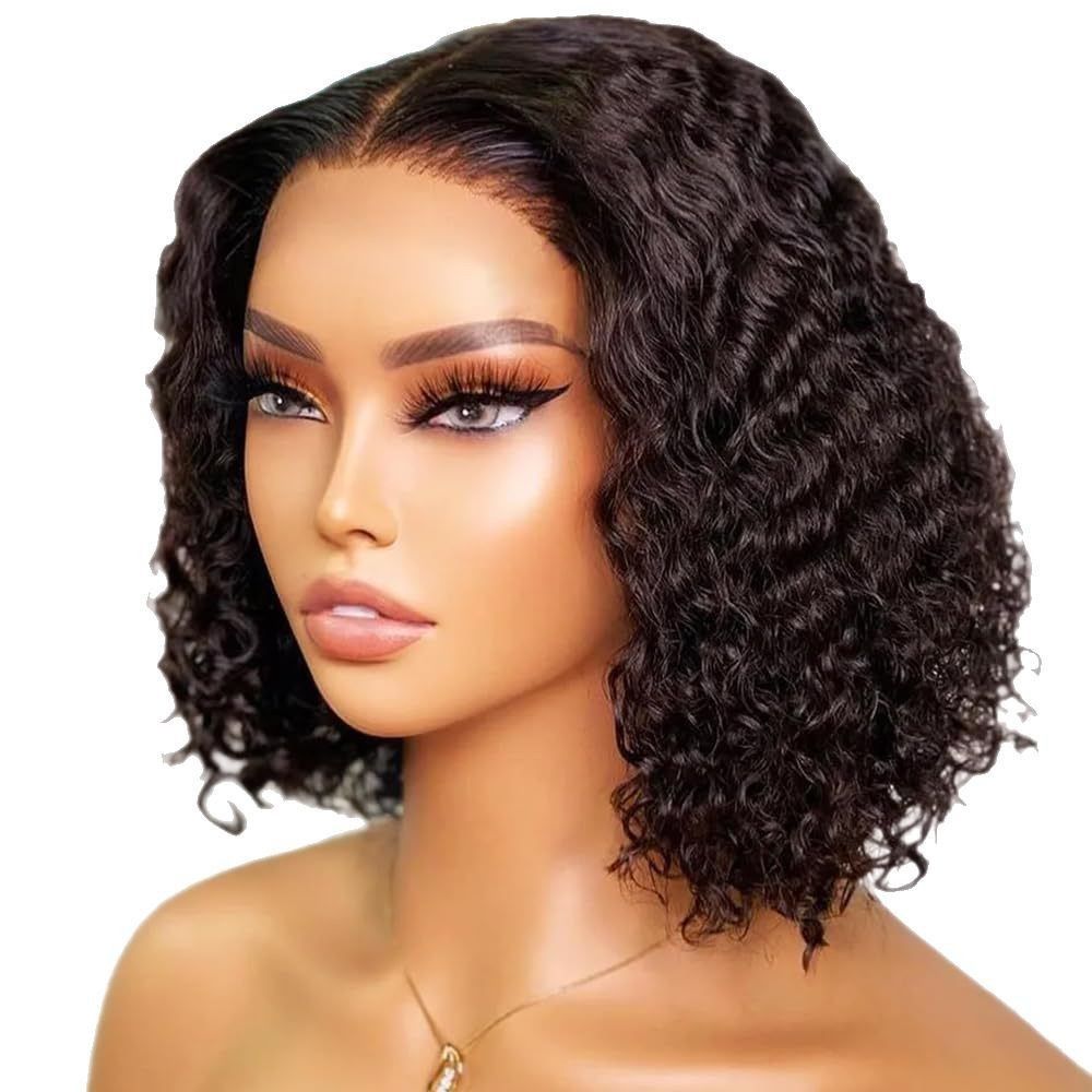 Hot selling short curly hair small roll wig for European and American women, black synthetic wigs wig full head cover