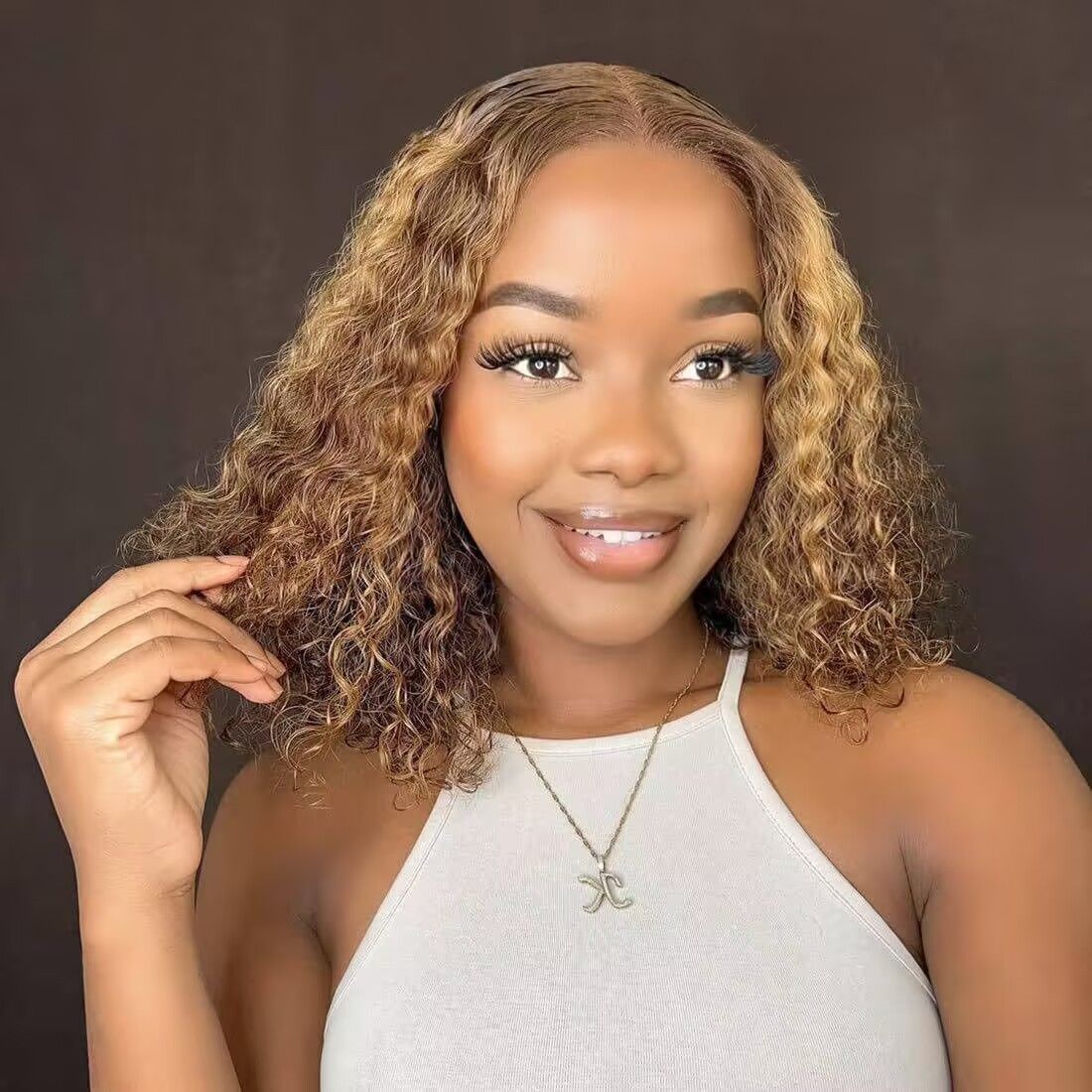 Hot selling short curly hair small roll wig for European and American women, black synthetic wigs wig full head cover