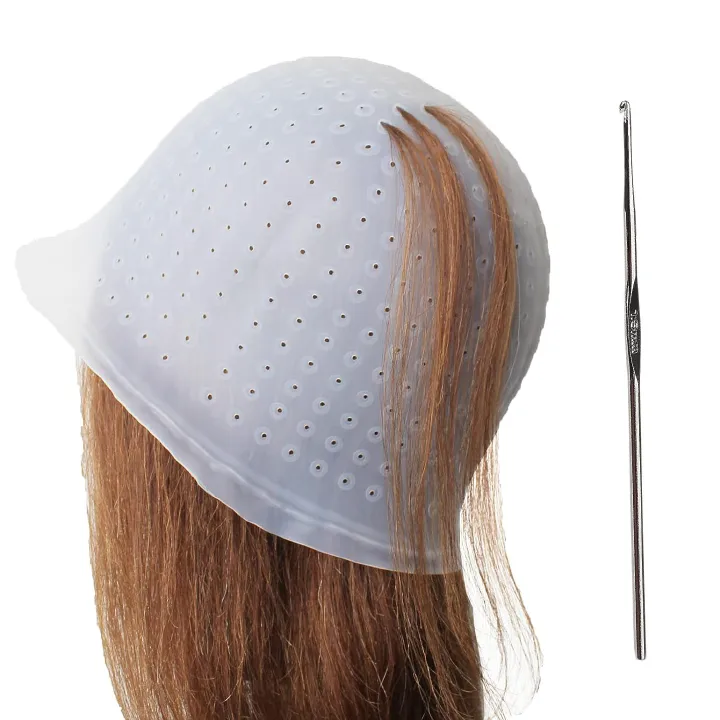 Non perforated silicone hair dye cap with straight hole and round hole, hair dye cap, oil drying cap, silicone hair dye cap