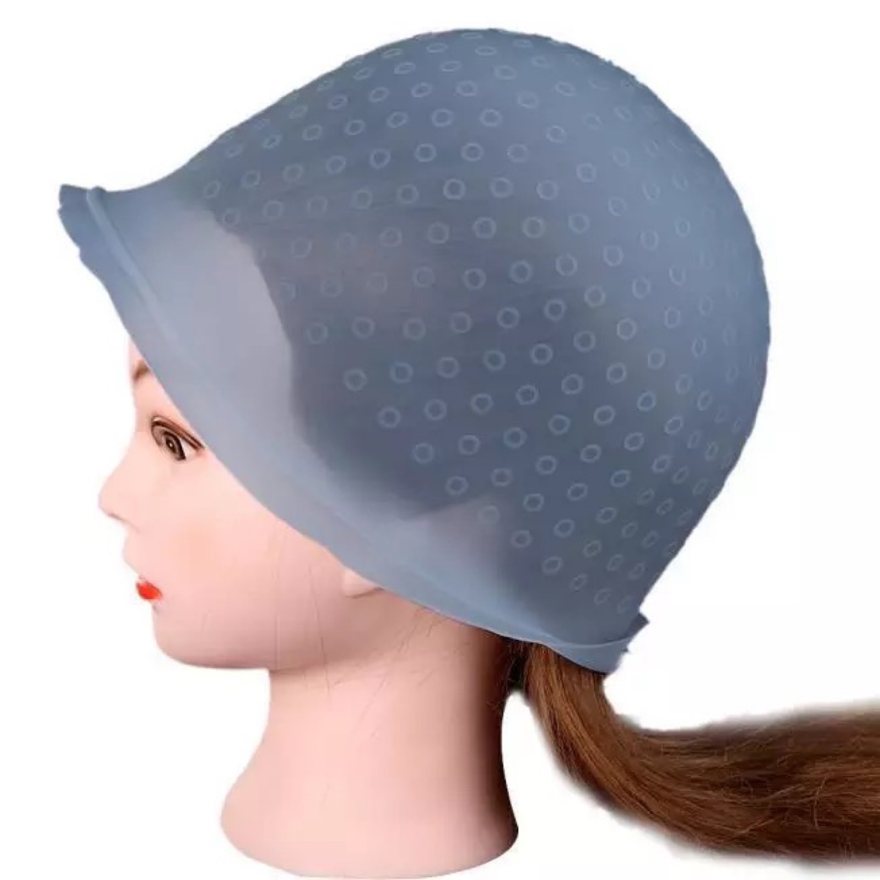 Non perforated silicone hair dye cap with straight hole and round hole, hair dye cap, oil drying cap, silicone hair dye cap
