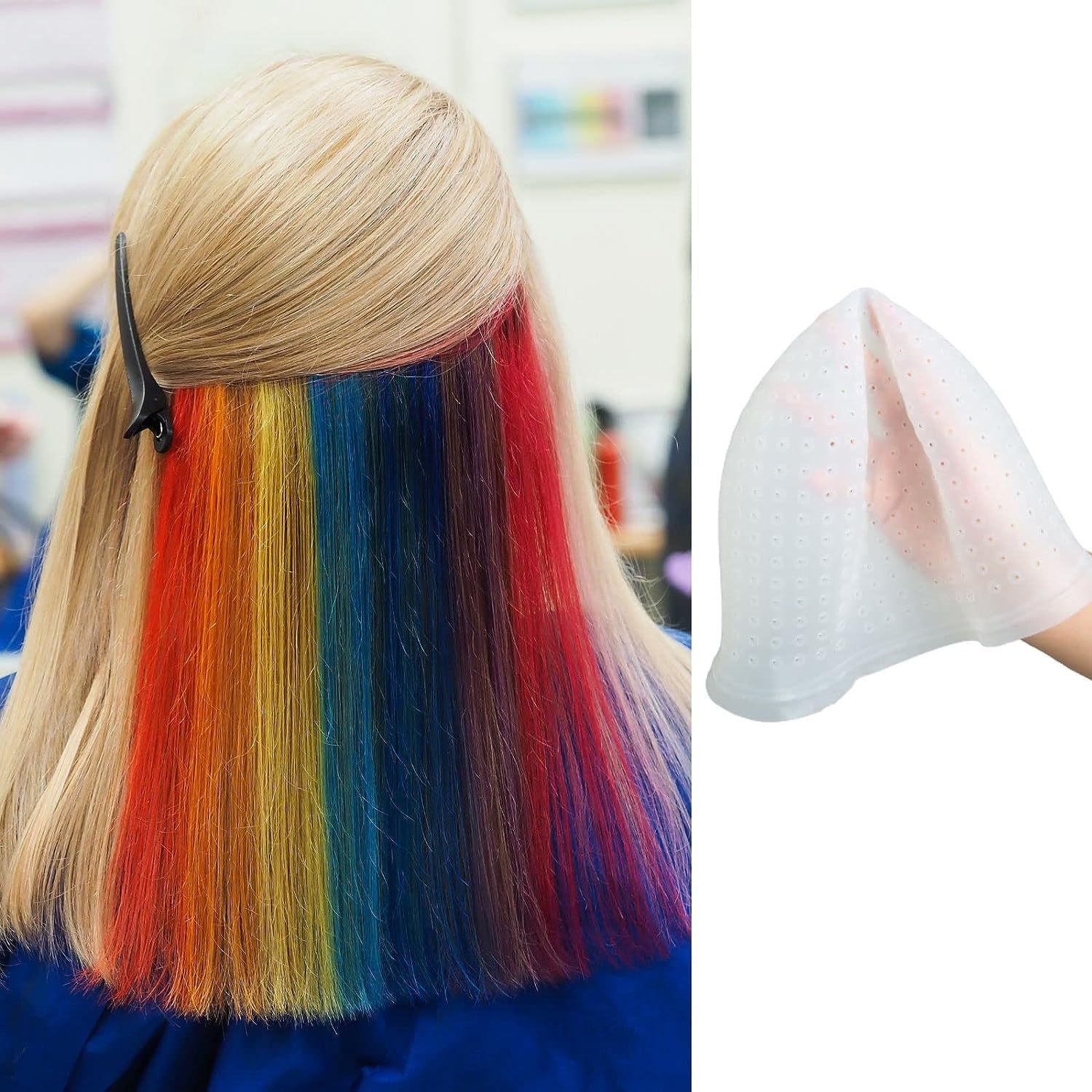 Non perforated silicone hair dye cap with straight hole and round hole, hair dye cap, oil drying cap, silicone hair dye cap