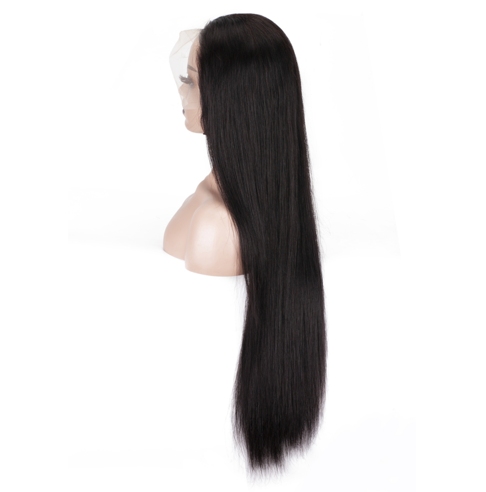 Front lace wig Amazon women's black long straight hair fluffy natural fashion synthetic full hair set
