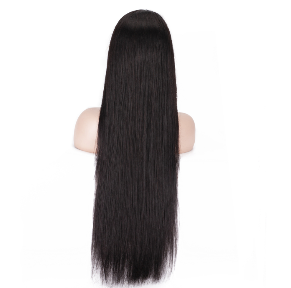 Front lace wig Amazon women's black long straight hair fluffy natural fashion synthetic full hair set