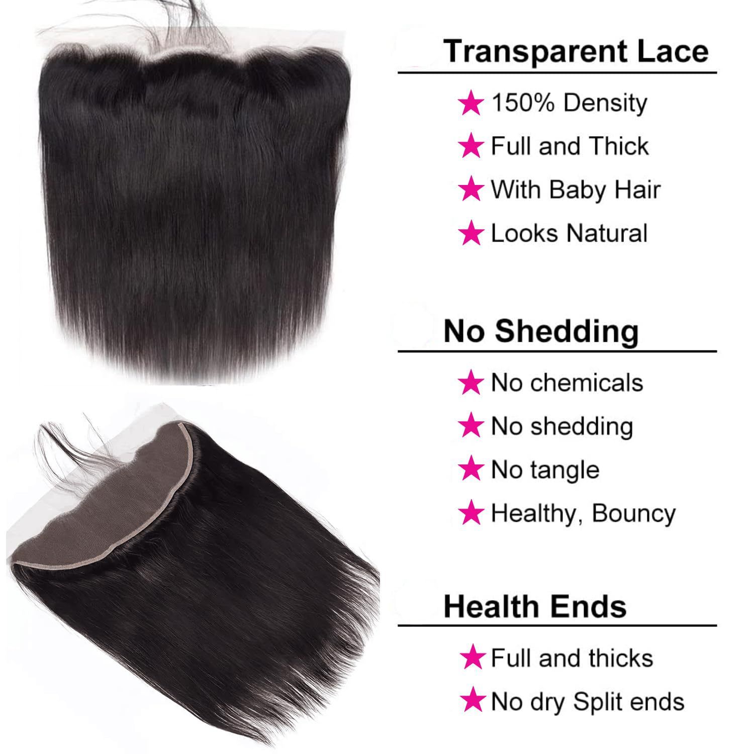 13*4 lace frontal closure 100% human hair wig straight lace closure