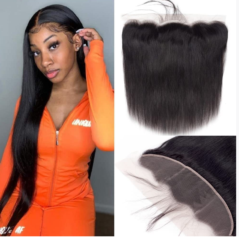 13*4 lace frontal closure 100% human hair wig straight lace closure