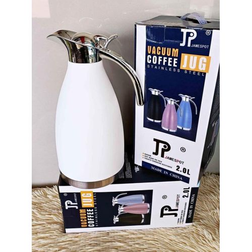 Jamespot 2-Litre Stainless Steel Vacuum Coffee Jug – Large Thermal Flask with Drip-Free Pour Spout, Handle, and Screw-On Insulated Lid – Ideal for Coffee, Tea & Hot Beverages