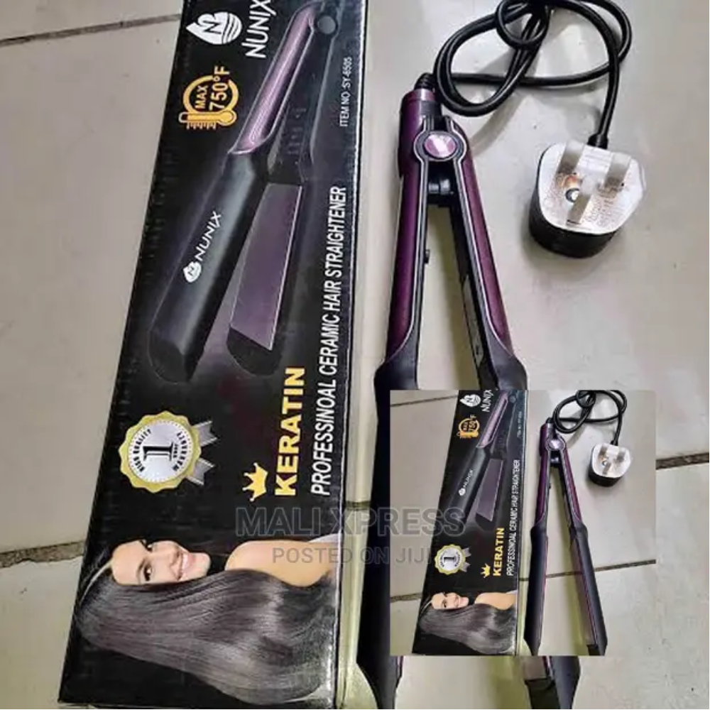 Nunix Professional Flat Iron Hair Straightener – Ceramic Plates, Adjustable Temperature, Dual Voltage Travel-Friendly – Sleek Design for Smooth, Frizz-Free Styling