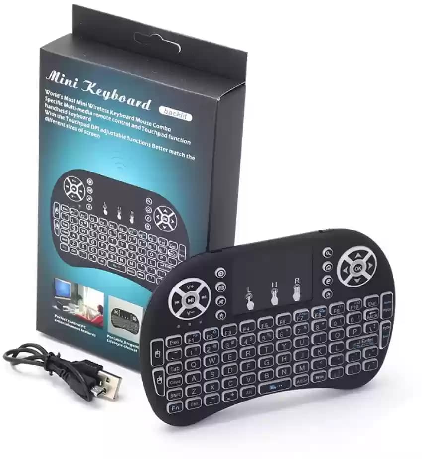 Mini Wireless Android Keyboard with Touchpad – Backlit, Rechargeable, 2.4GHz Remote Keyboard for Smart TVs, Projectors, Laptops, Android Boxes