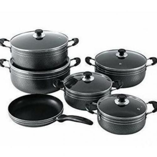 Original TC 14-Piece Nonstick Cookware Set – 5 Pots with Glass Lids, Frying Pan, Scotch Brite, Nonstick Spoons – Durable & Easy to Clean