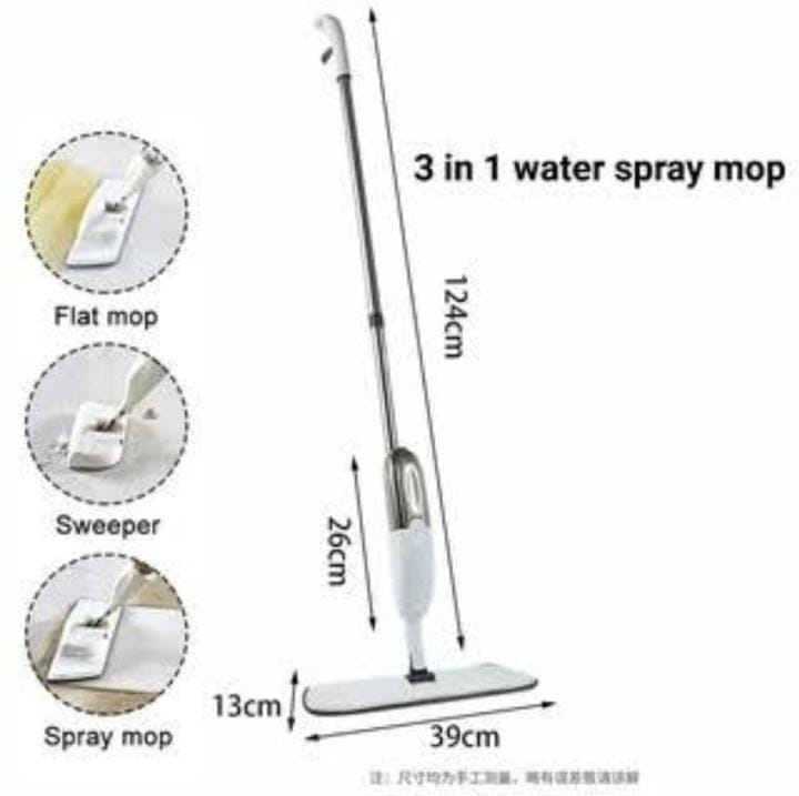 3-in-1 Spray Mop with Refillable Bottle & Microfiber Pad – Floor Cleaning System with Scraper, Fast & Streak-Free Cleaning