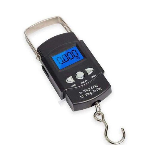 Mini Crane 50 Kg Digital Weigh Scale Digital Fish Scale, Electronic Hanging Fish Weight Scale with Large Handle & Measuring Tape, 50kg Fishing Scale, AAA Batteries