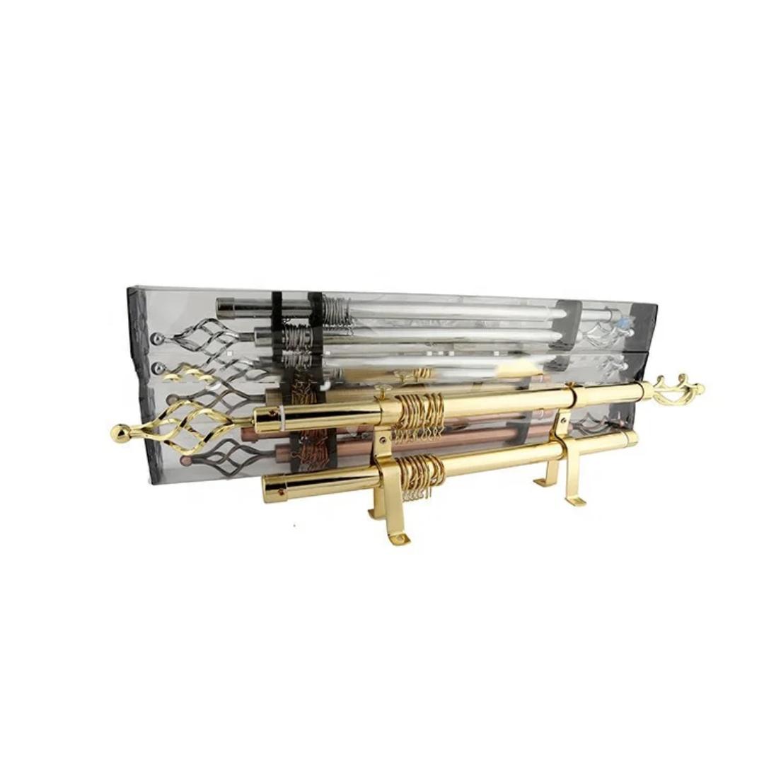 Adjustable Elegant Metal Extendable Double Single Curtain Rod Gold Silver Black