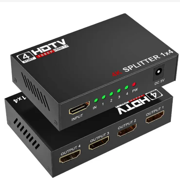 4K HDMI Splitter 1x4 – Ultra HD 1080P/4K Signal Distributor (1 Input to 4 Outputs)