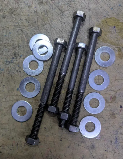 🔩 4-Piece Heavy-Duty Bed Bolts, Nuts & Washers Set – Steel Hex Head Fasteners