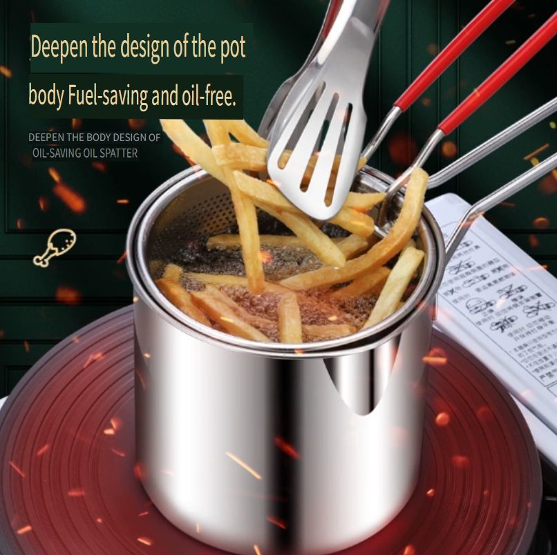Oil-Saving Mini Frying Pan, Home Use Skewer Frying Pot, Small Deep Fryer, Non-Stick Deep Skillet, Portable Fryer