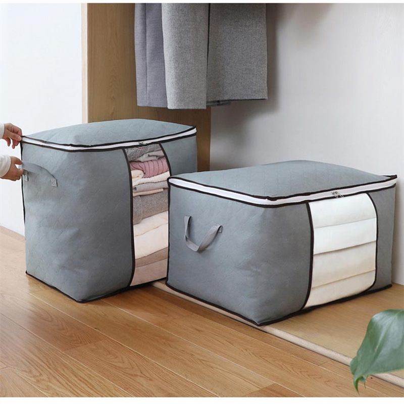 Foldable Storage Bag, Portable Clothing Storage Box, Non-woven Household Storage Box - Grey