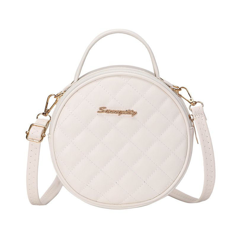 Rhombic embroidered thread small round bag one-shoulder messenger dual-purpose small bag