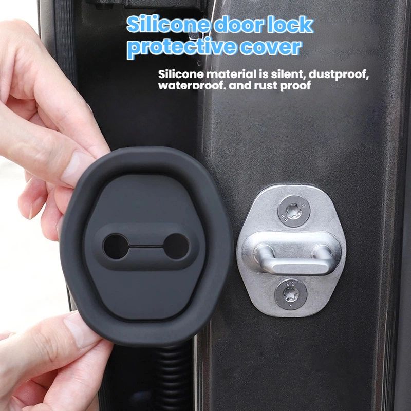 4 door lock protection pads, door shock absorption cushioning pads, door lock rubber sleeves, suitable for most models, shockproof and noise reduction protective sleeves