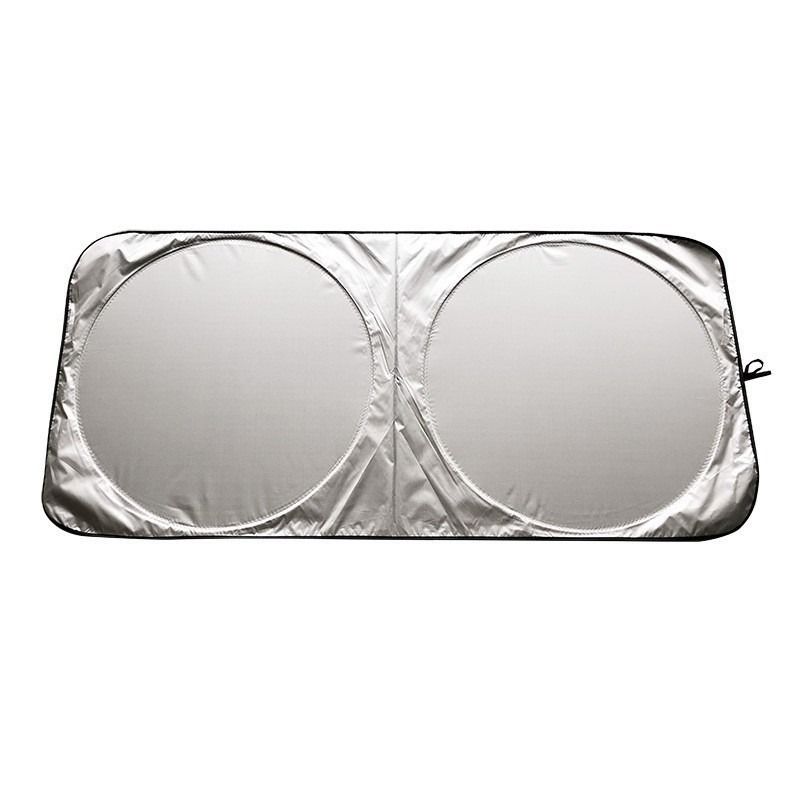 Car front window glass sunscreen sunshade, silver-coated double-ring titanium silver summer sunscreen heat insulation foldable sunshade cloth