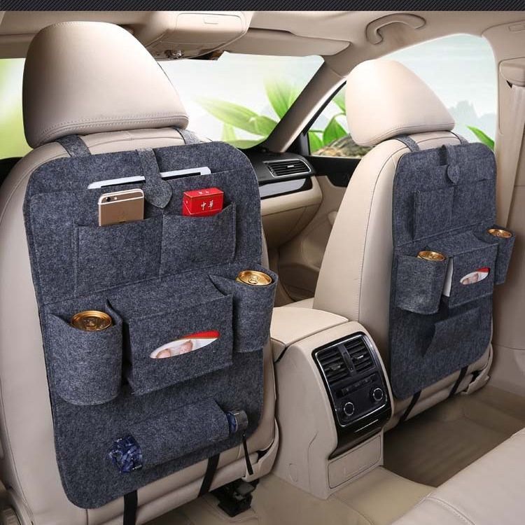 Car seat back storage bag, multi-function car hanging bag, rear storage storage bag in the car (with storage compartment / water cup position)