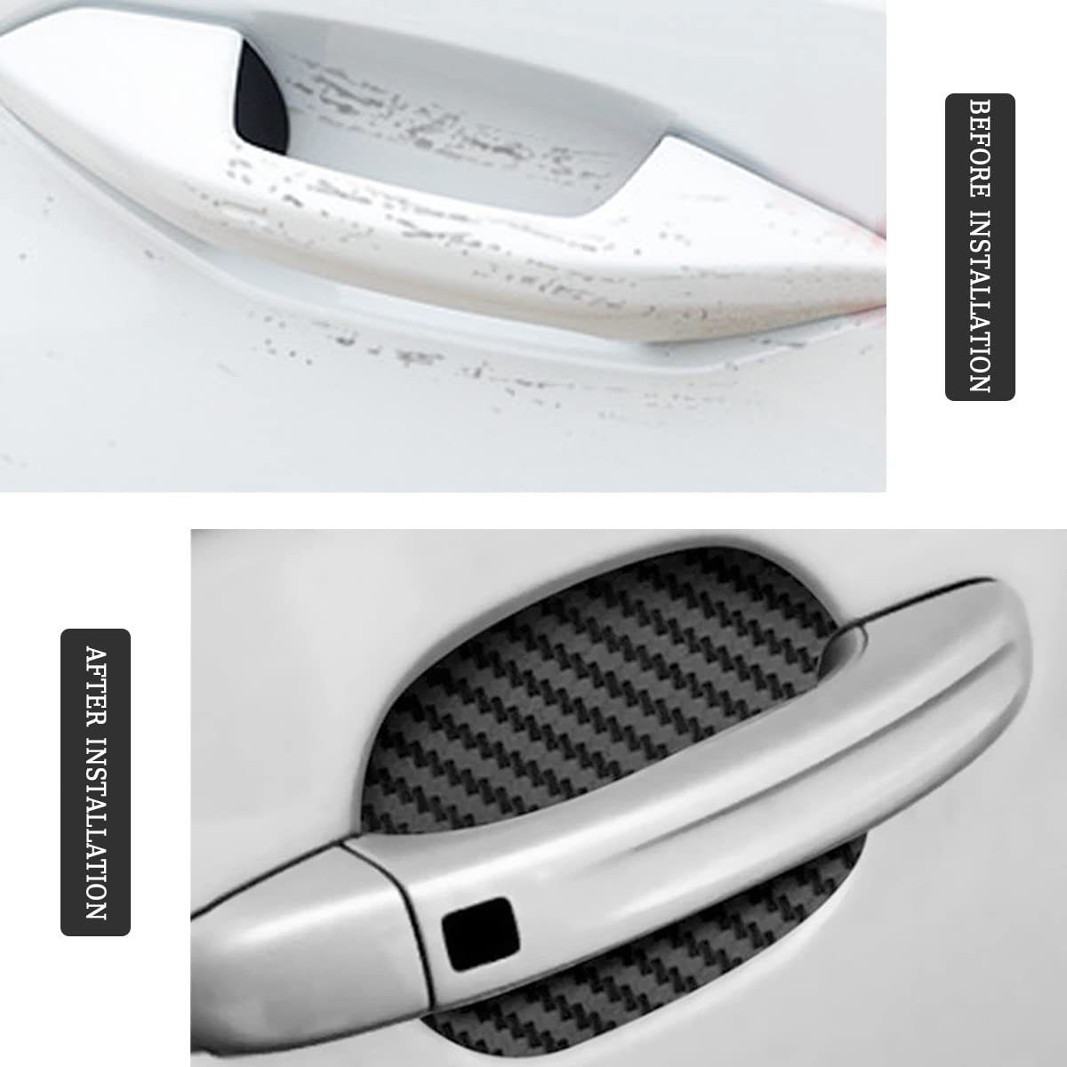Car door handle sticker protective film carbon fiber texture handle wrist scratch-resistant car sticker 4 pieces (universal type)