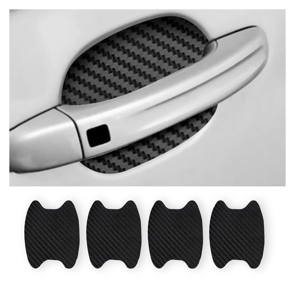 Car door handle sticker protective film carbon fiber texture handle wrist scratch-resistant car sticker 4 pieces (universal type)