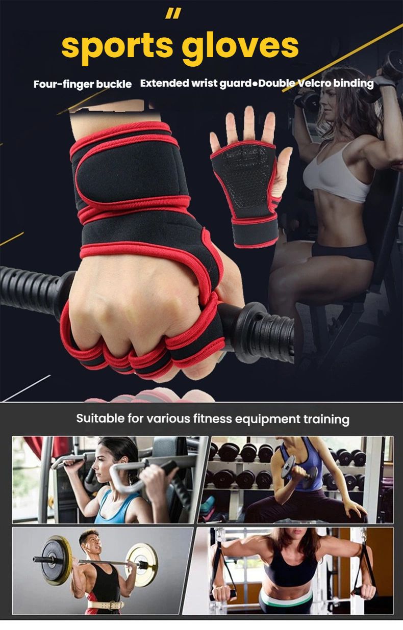 Men's and women's wrist guards, non-slip half-finger gloves, gym weightlifting training gloves, anti-cocoon breathable sports gloves