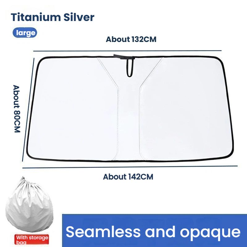 Durable titanium silver car sunshade cloth folding portable multi-model suitable for sunscreen sunshade