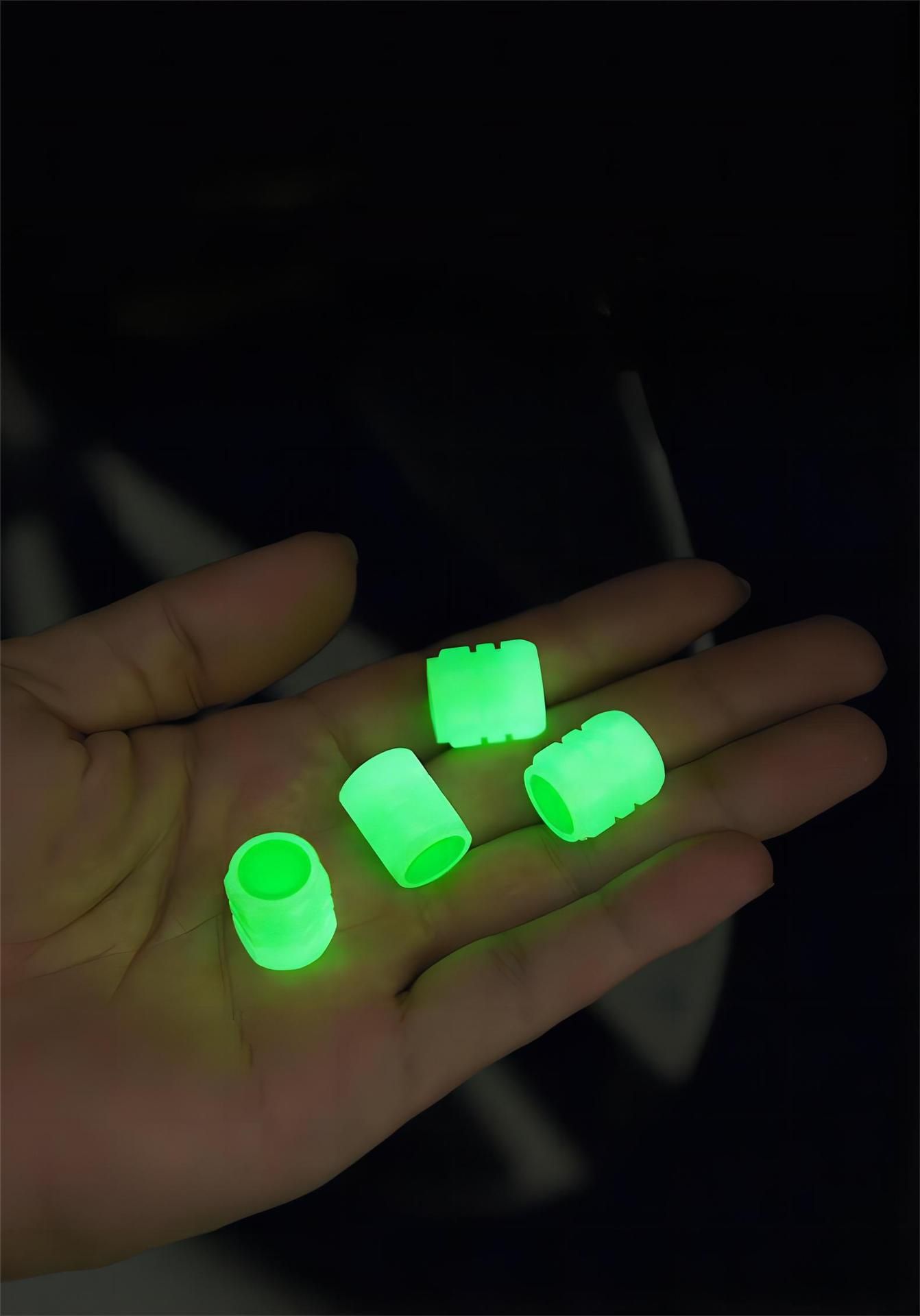 4 pieces of luminous valves for automobiles, automobile tire valve caps, motorcycle valve cores, luminous