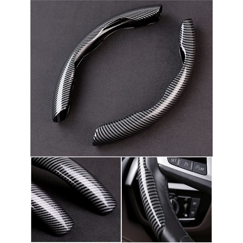 Half-pack carbon fiber car steering wheel cover four seasons constant temperature carbon fiber black non-slip sweat-absorbent car universal grip cover