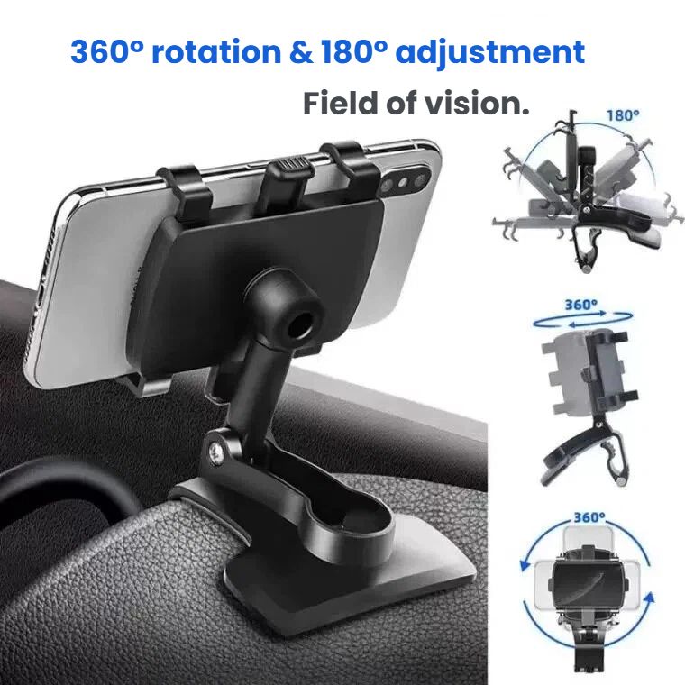 Car mobile phone holder 360° rotating folding buckle central control dashboard rearview mirror navigation mobile phone holder