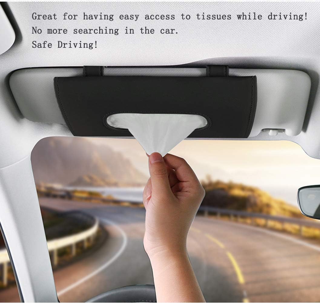 Car Visor Tissue Holder, Sun Visor Napkin Holder Backseat Tissue Case, Premium Car Tissue Box for car, Vehicle (Black)