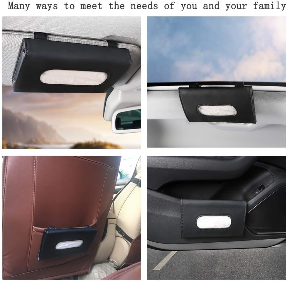 Car Visor Tissue Holder, Sun Visor Napkin Holder Backseat Tissue Case, Premium Car Tissue Box for car, Vehicle (Black)