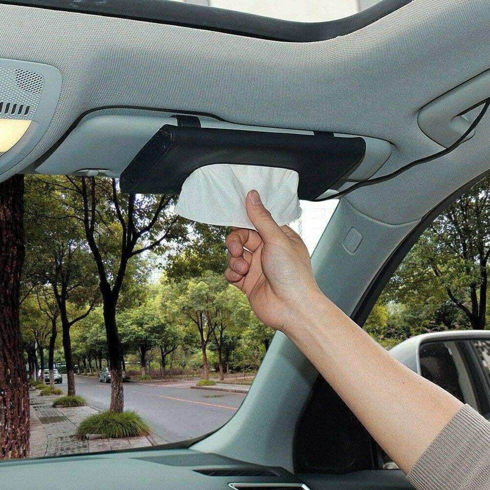 Car Visor Tissue Holder, Sun Visor Napkin Holder Backseat Tissue Case, Premium Car Tissue Box for car, Vehicle (Black)