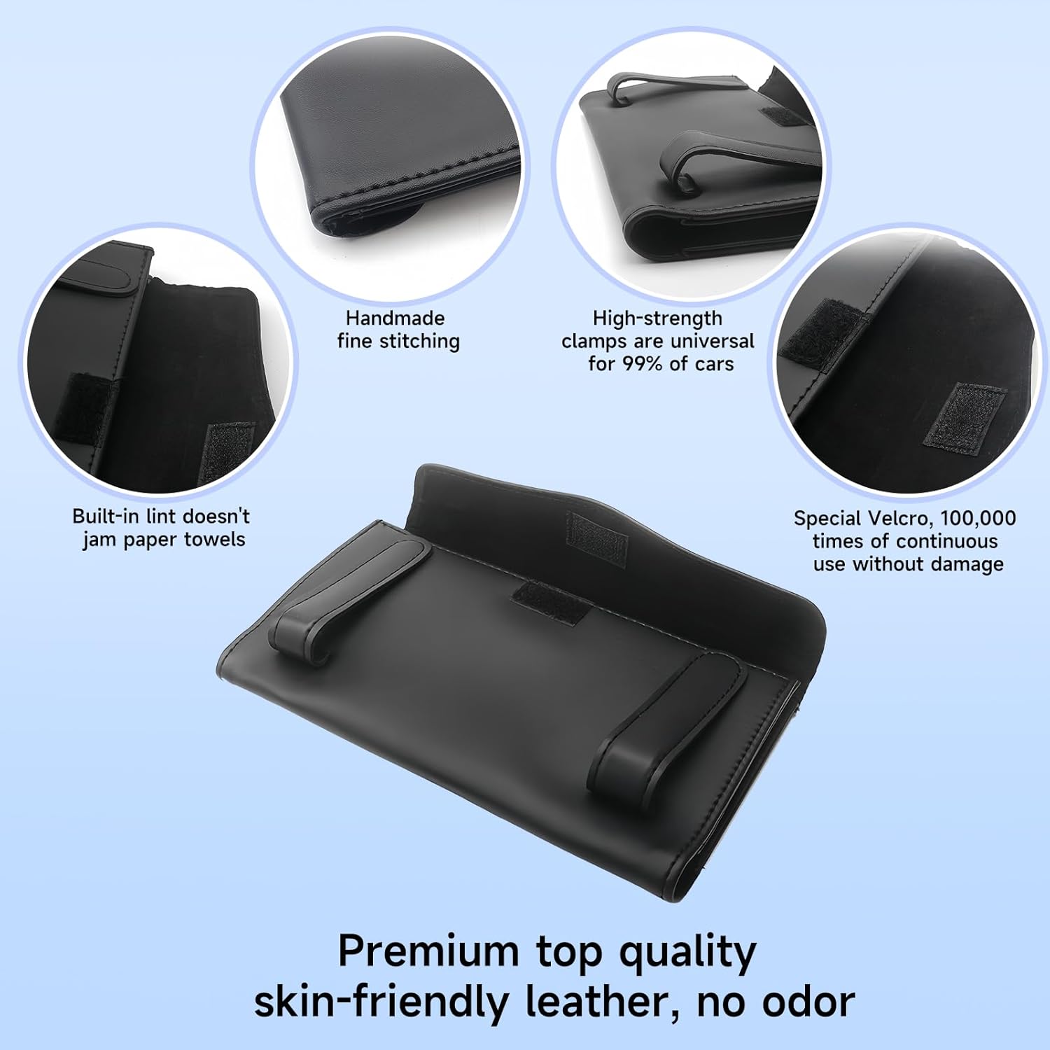 Car Visor Tissue Holder, Sun Visor Napkin Holder Backseat Tissue Case, Premium Car Tissue Box for car, Vehicle (Black)