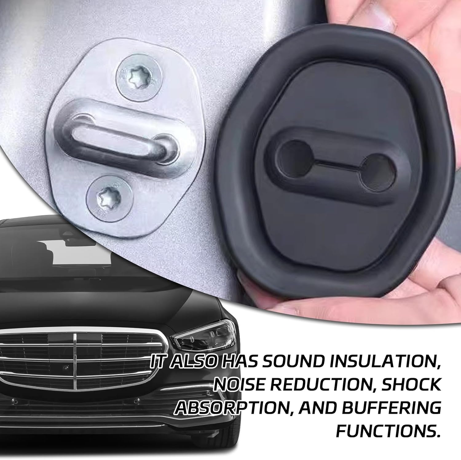 4 door lock protection pads, door shock absorption cushioning pads, door lock rubber sleeves, suitable for most models, shockproof and noise reduction protective sleeves