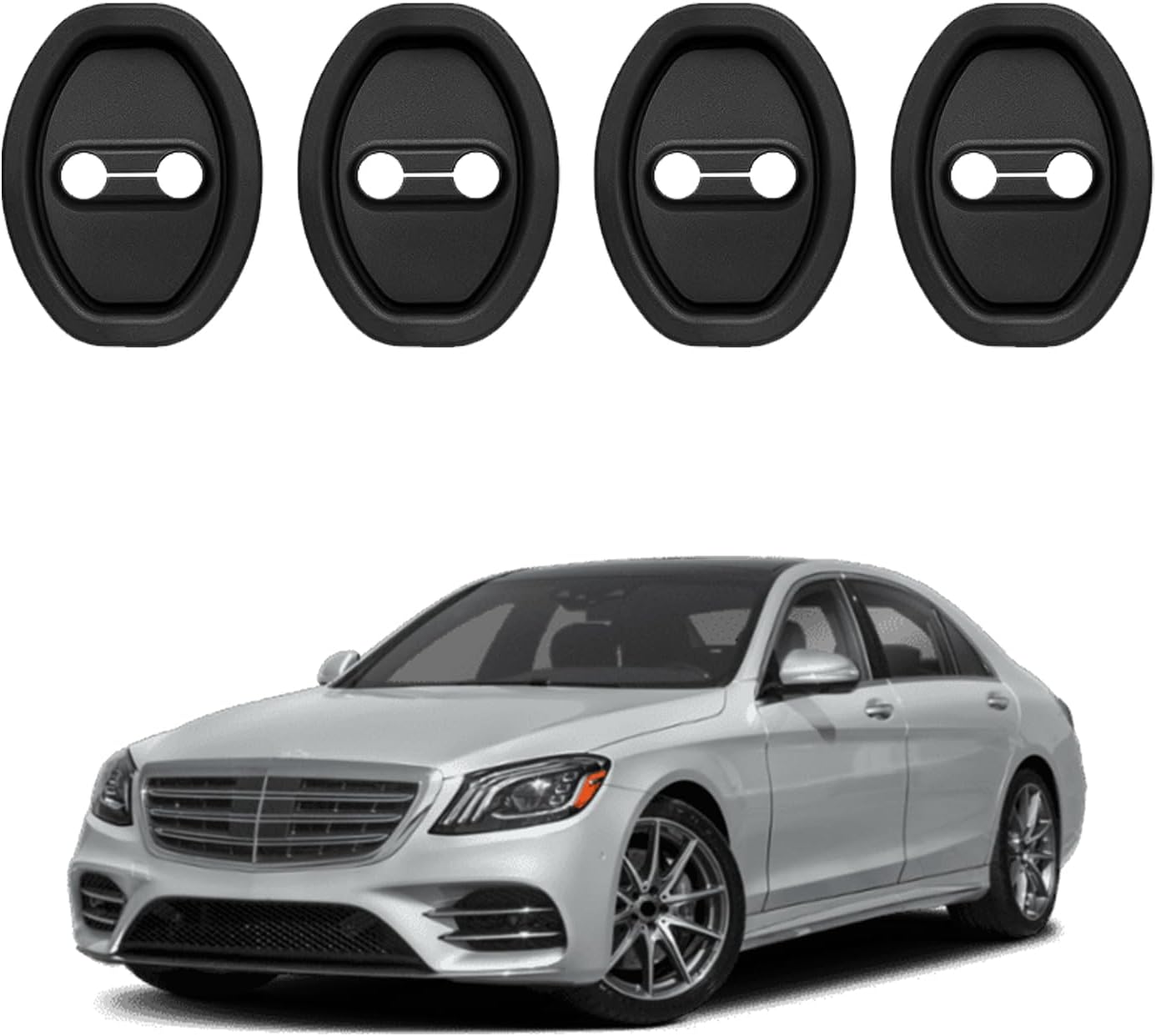 4 door lock protection pads, door shock absorption cushioning pads, door lock rubber sleeves, suitable for most models, shockproof and noise reduction protective sleeves